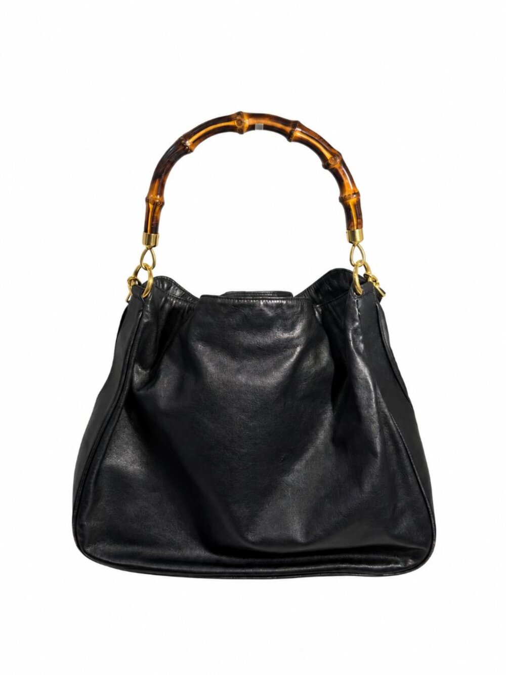 Vintage Gucci Bamboo Handle Leather Tote / Shoulder Bag
